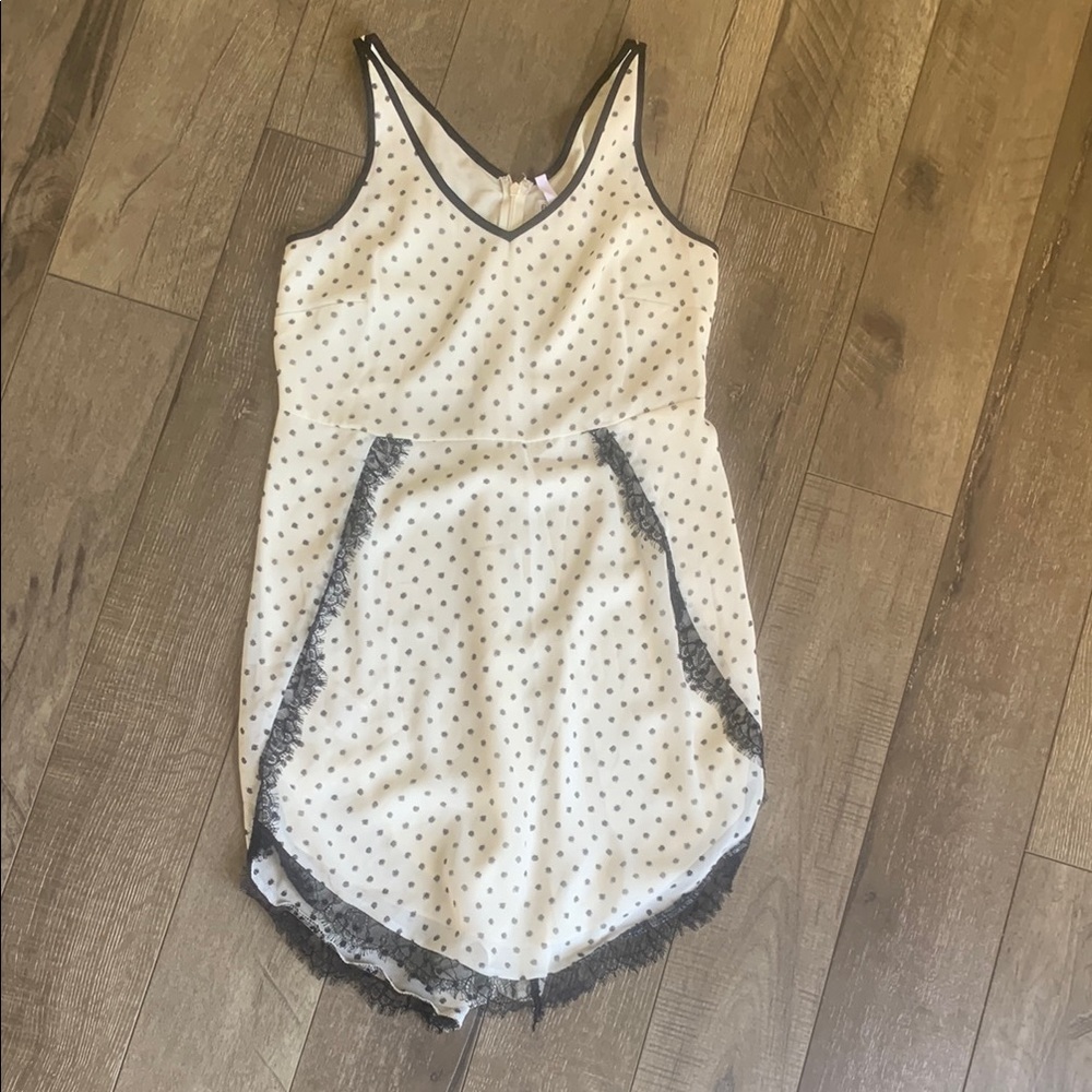 BCBGeneration White and Black Polka Dot Dress